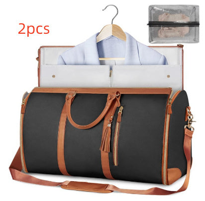 Large Capacity Waterproof Travel Duffle Bag – Women's Folding Suit Handbag with Multi-Functional Totes for Leisure & Travel