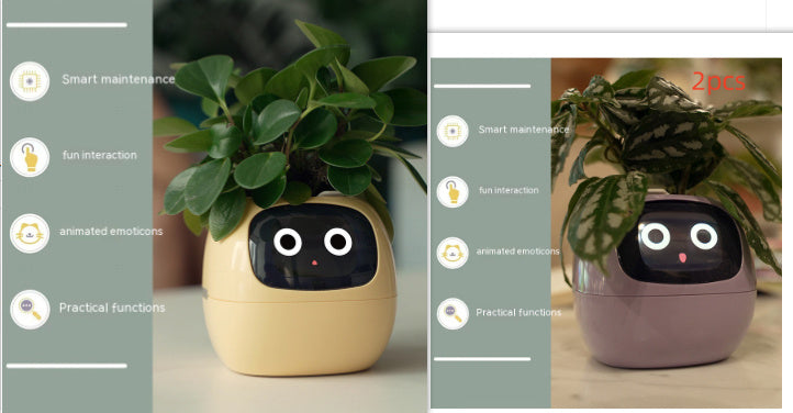 Smart AI Planter – Interactive Self-Watering Plant Pot with Sensors & LED Display | Fun Digital Pet for Home & Office