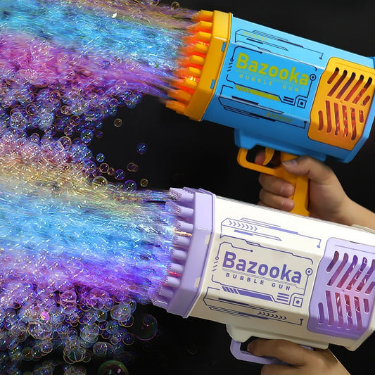 69-Hole Rocket Bubble Gun – Automatic Bubble Machine with Lights, Rechargeable Battery, Kids Outdoor Bubble Blower Toy