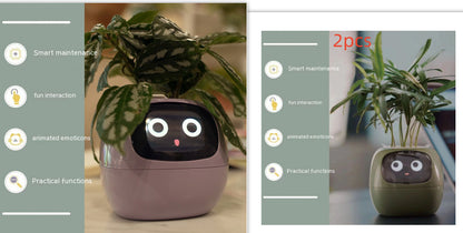 Smart AI Planter – Interactive Self-Watering Plant Pot with Sensors & LED Display | Fun Digital Pet for Home & Office