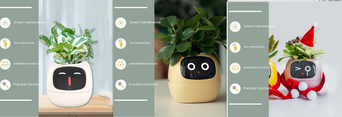 Smart AI Planter – Interactive Self-Watering Plant Pot with Sensors & LED Display | Fun Digital Pet for Home & Office