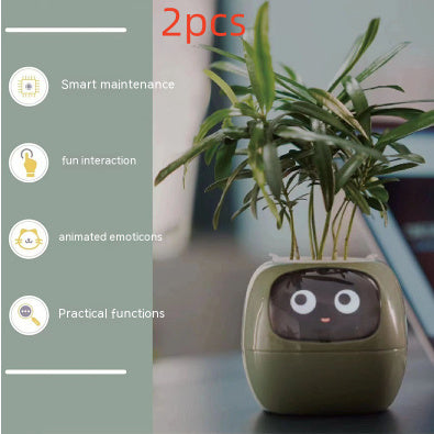 Smart AI Planter – Interactive Self-Watering Plant Pot with Sensors & LED Display | Fun Digital Pet for Home & Office