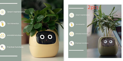 Smart AI Planter – Interactive Self-Watering Plant Pot with Sensors & LED Display | Fun Digital Pet for Home & Office