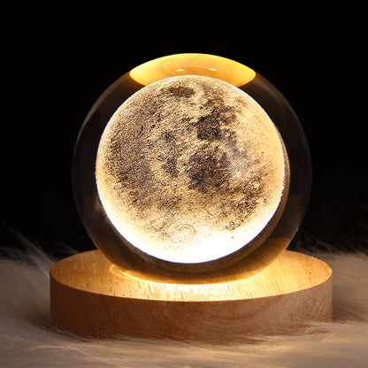 Luminous Starry Sky 3D Crystal Ball Night Lamp – Planets & Moon Projection, Creative Gift for Home Ambiance