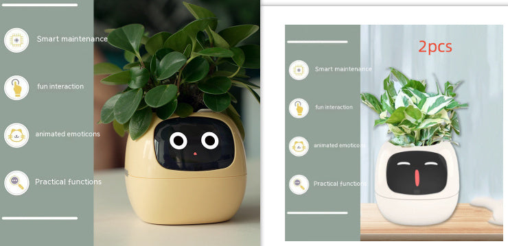 Smart AI Planter – Interactive Self-Watering Plant Pot with Sensors & LED Display | Fun Digital Pet for Home & Office