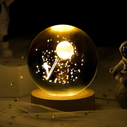 Luminous Starry Sky 3D Crystal Ball Night Lamp – Planets & Moon Projection, Creative Gift for Home Ambiance