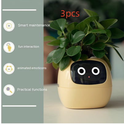 Smart AI Planter – Interactive Self-Watering Plant Pot with Sensors & LED Display | Fun Digital Pet for Home & Office