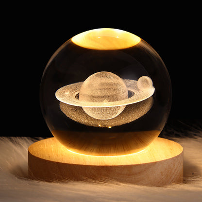 Luminous Starry Sky 3D Crystal Ball Night Lamp – Planets & Moon Projection, Creative Gift for Home Ambiance