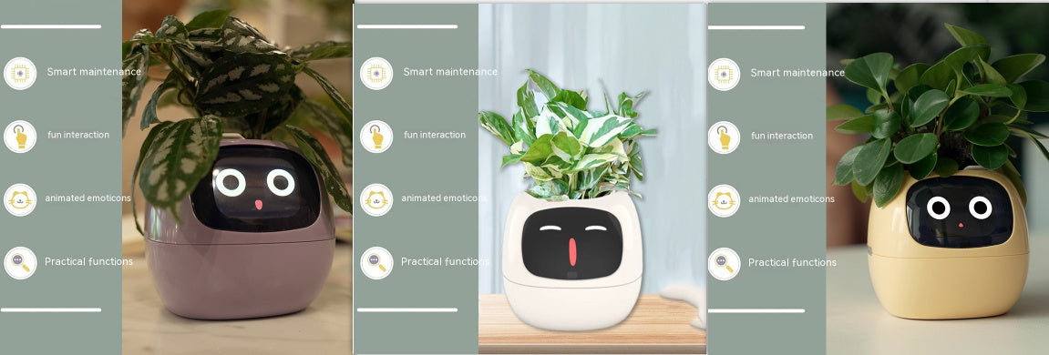 Smart AI Planter – Interactive Self-Watering Plant Pot with Sensors & LED Display | Fun Digital Pet for Home & Office