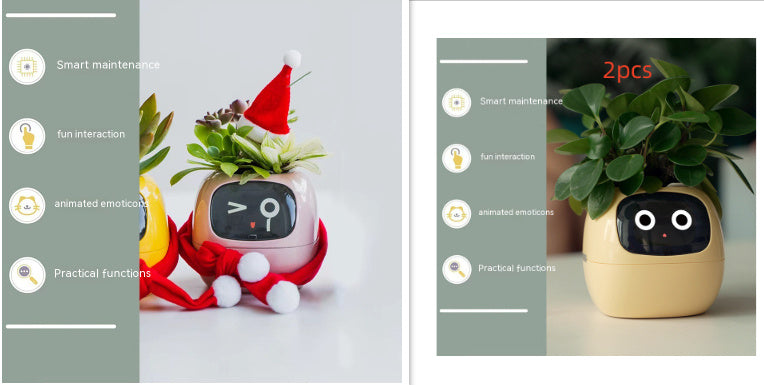 Smart AI Planter – Interactive Self-Watering Plant Pot with Sensors & LED Display | Fun Digital Pet for Home & Office