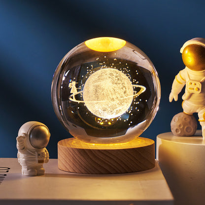 Luminous Starry Sky 3D Crystal Ball Night Lamp – Planets & Moon Projection, Creative Gift for Home Ambiance