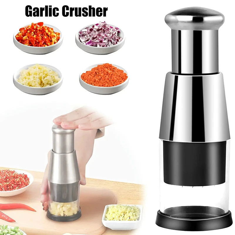 Effortless Kitchen Prep: Stainless Steel Garlic Crusher & Vegetable Chopper