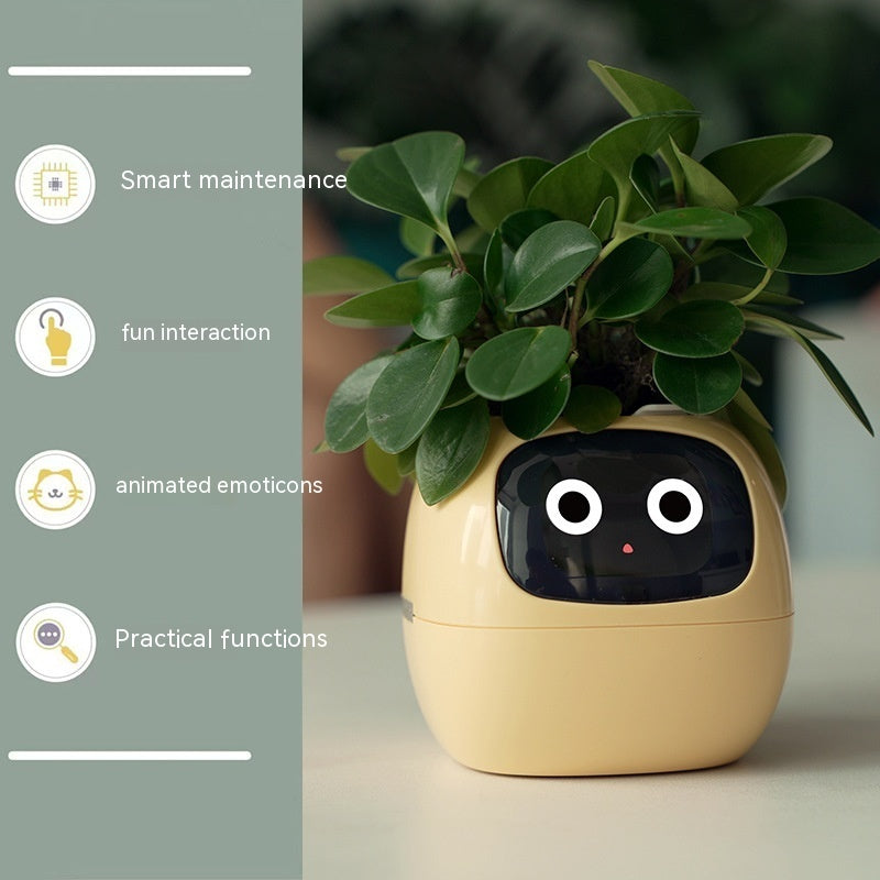 Smart AI Planter – Interactive Self-Watering Plant Pot with Sensors & LED Display | Fun Digital Pet for Home & Office